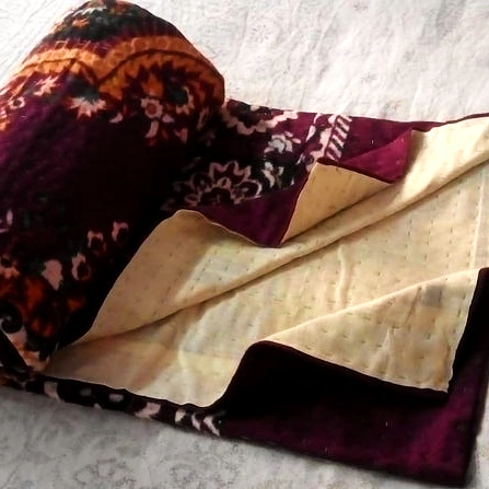 TALES OF PERSIA - Reversible  Persian Design Hand Stitch Velvet Kantha Quilt -[4 layers]