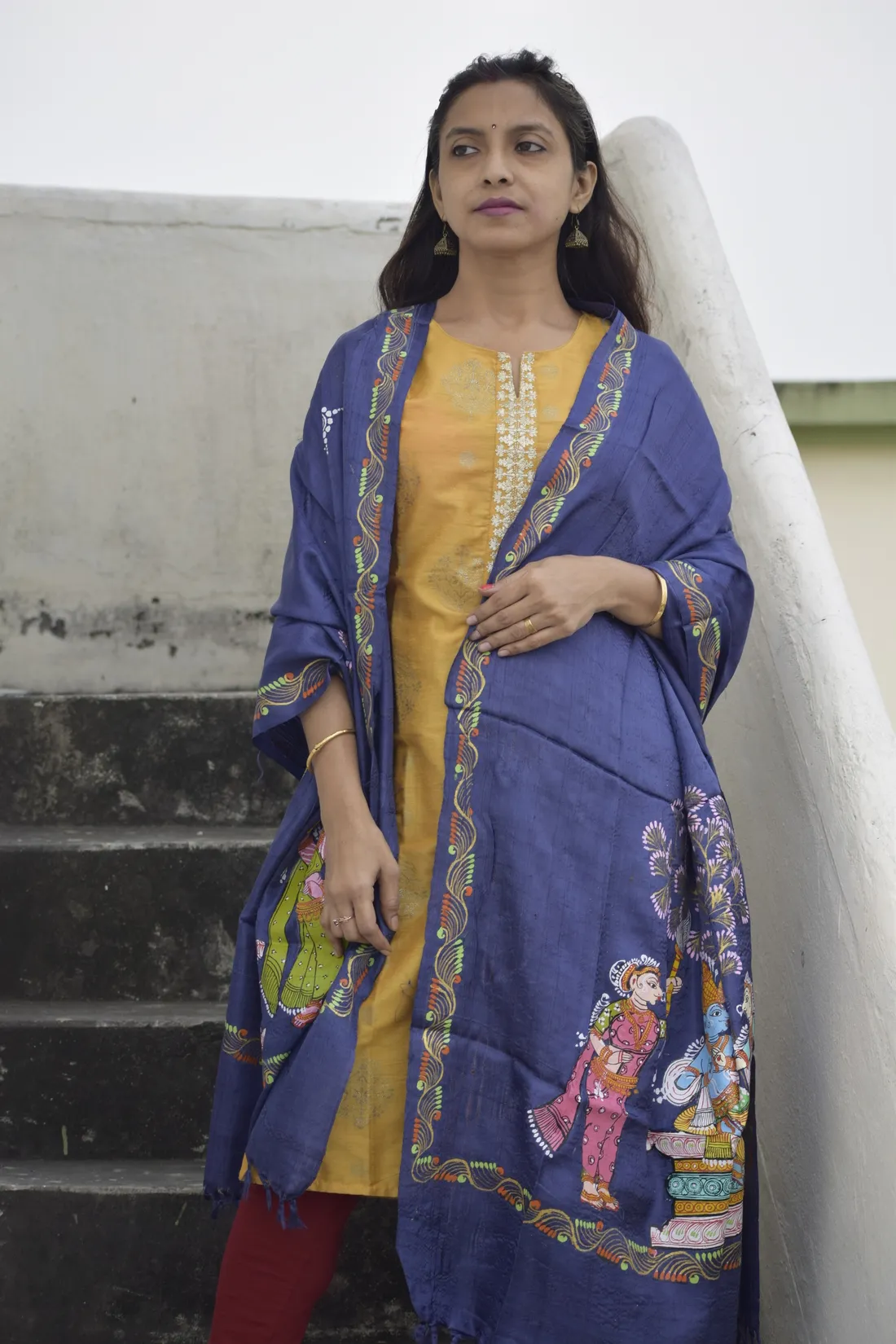 Raas Leela- Chrome Blue Premium Banana Silk Dupatta --Sustainably Fashionable.