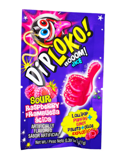 Paleta Dip Loko Boom Sabor Frambuesa Ácida