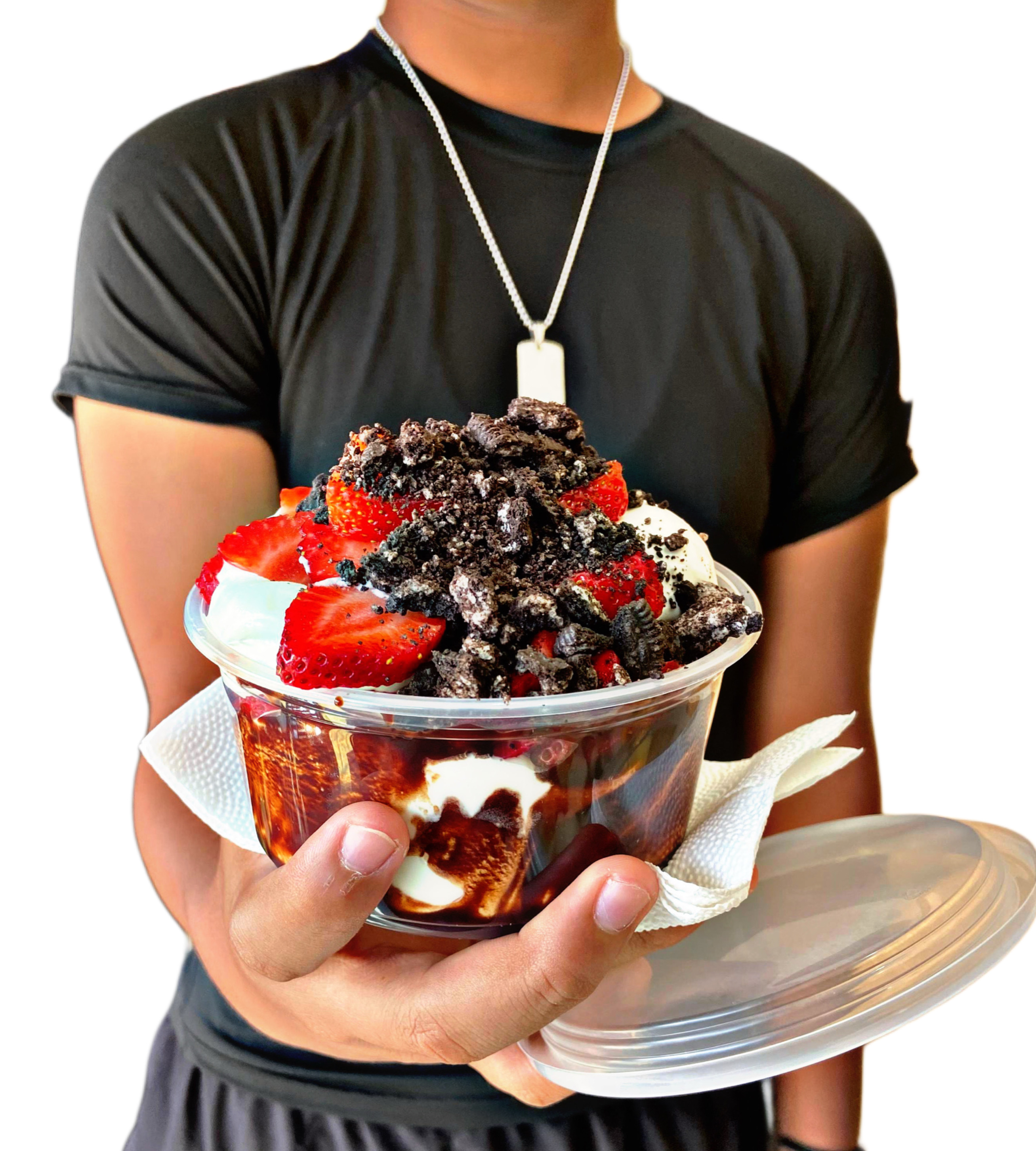 Fresa con crema oreo y chocolate 