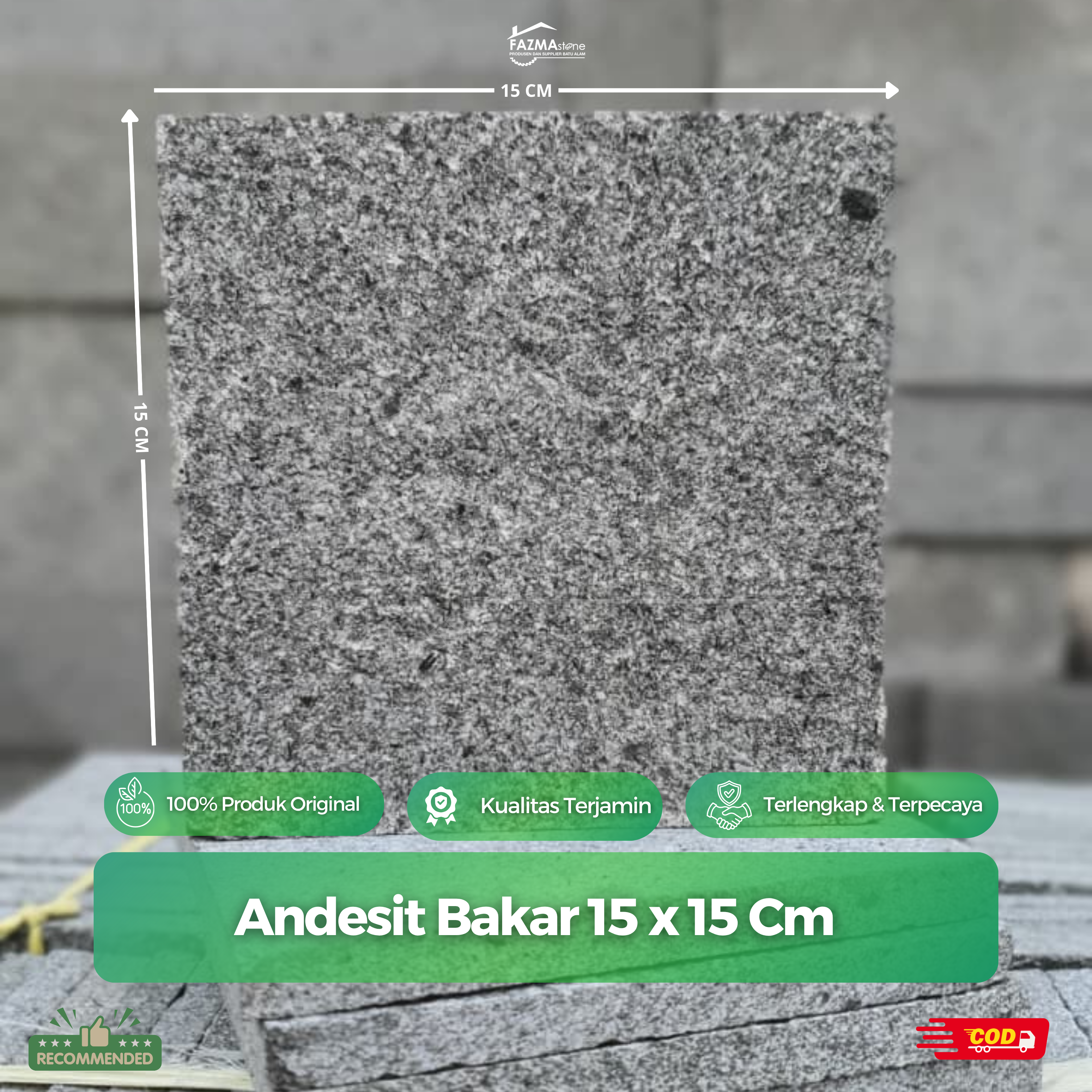 Andesit Bakar 15 x 15 cm