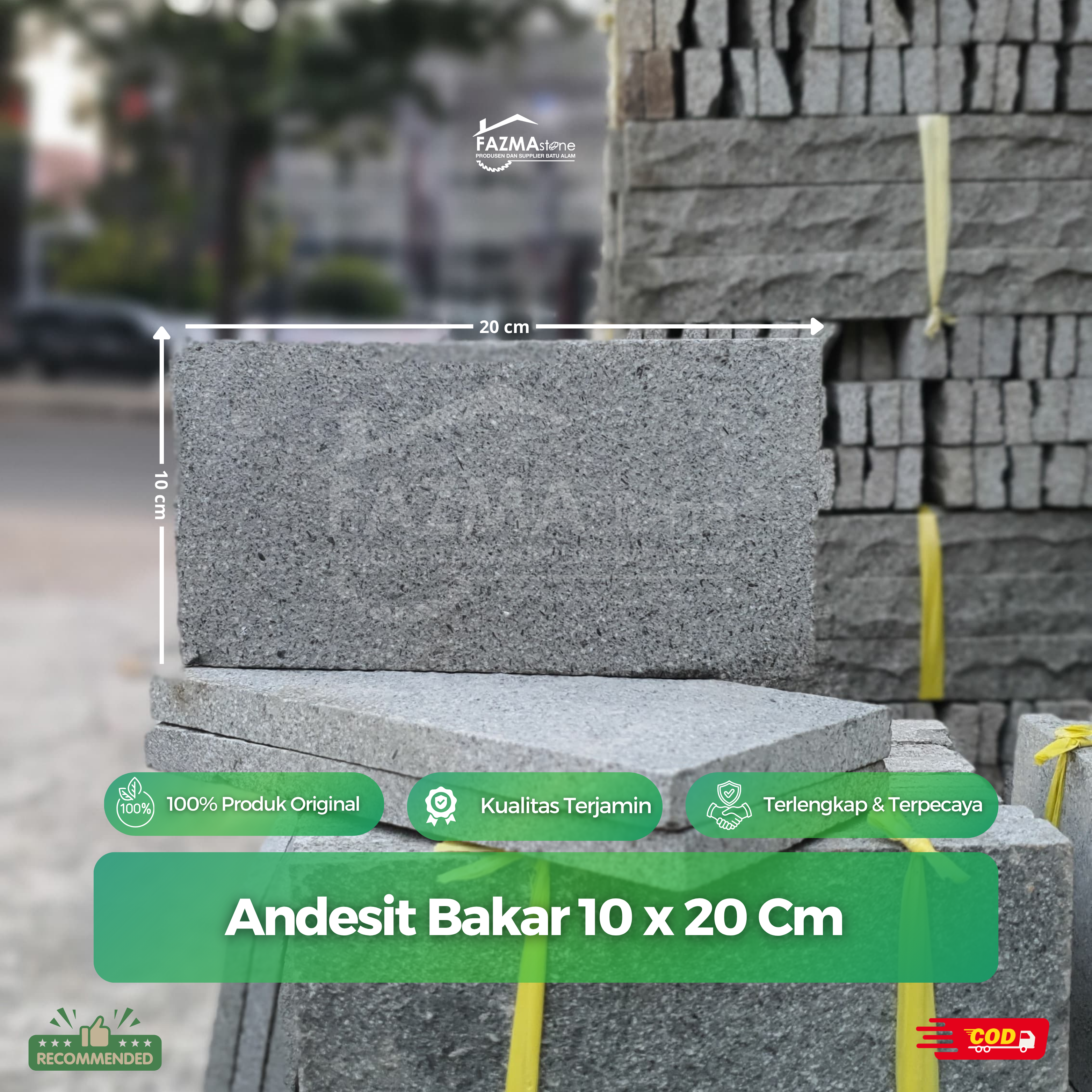 Andesit Bakar 10 x 20 Cm
