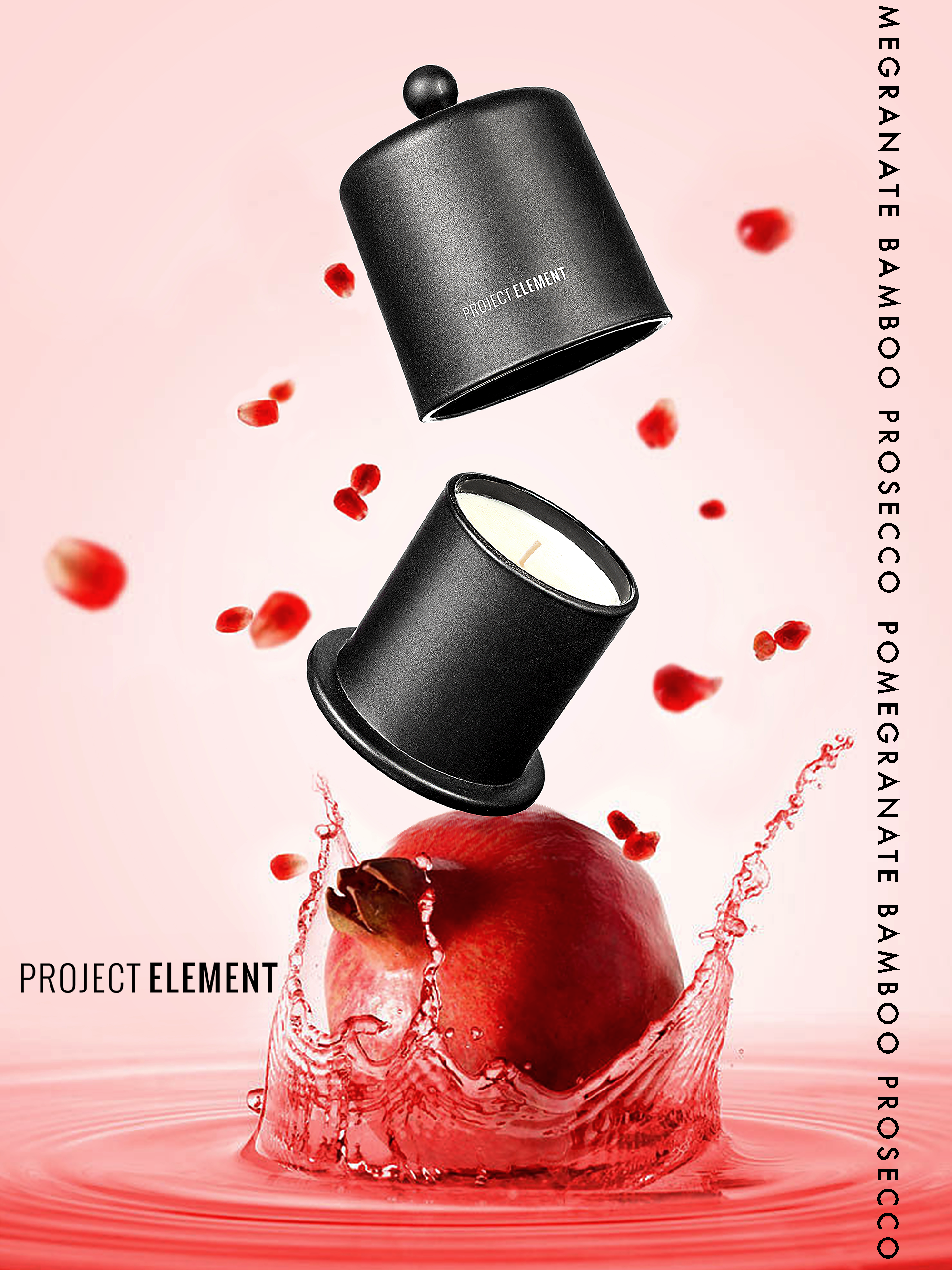 PROJECT ELEMENT Pomegranate Bamboo Prosecco Scented Candle