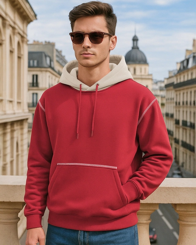 Red Hoodie with White Drawstring