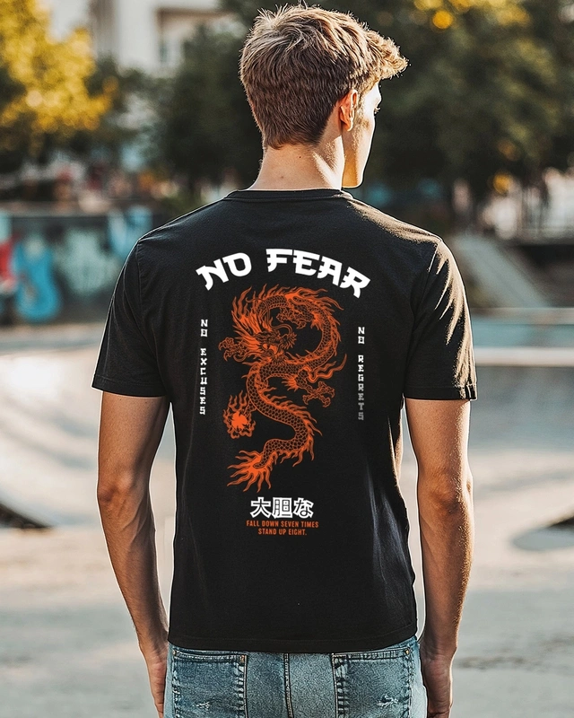 No Fear Dragon Print T-Shirt