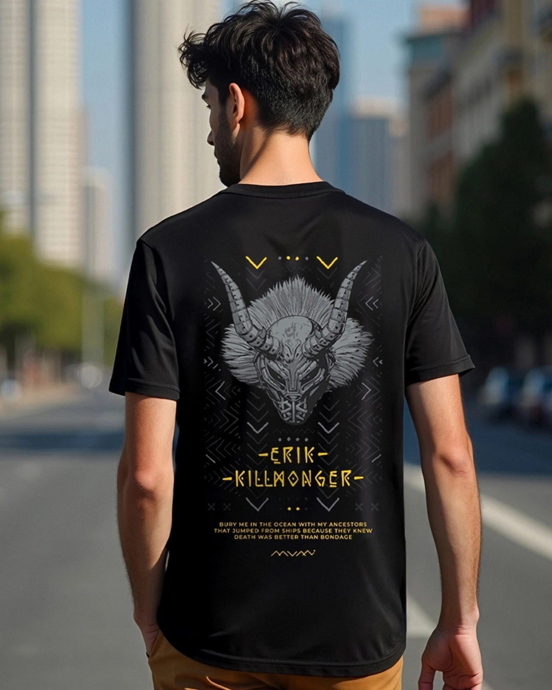 Men's Black Killmonger Graphic Printed T-shirt