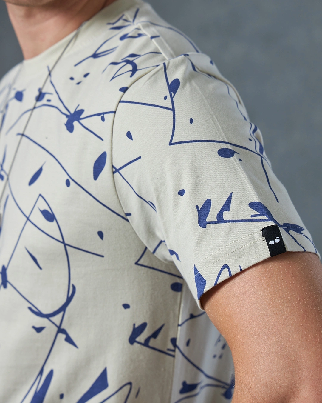 Men's Beige All Over Printed T-shirt