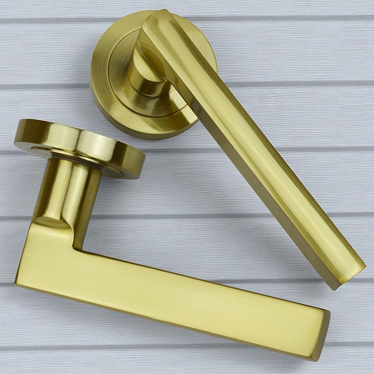 Modern Brass Door Handle Set
