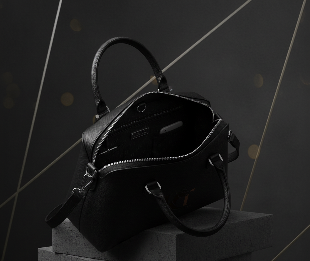 KAB TRENDS – Midnight Charm Black Leather Bag