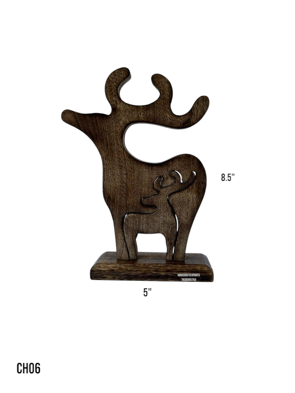 Wooden Reindeer Sculpture