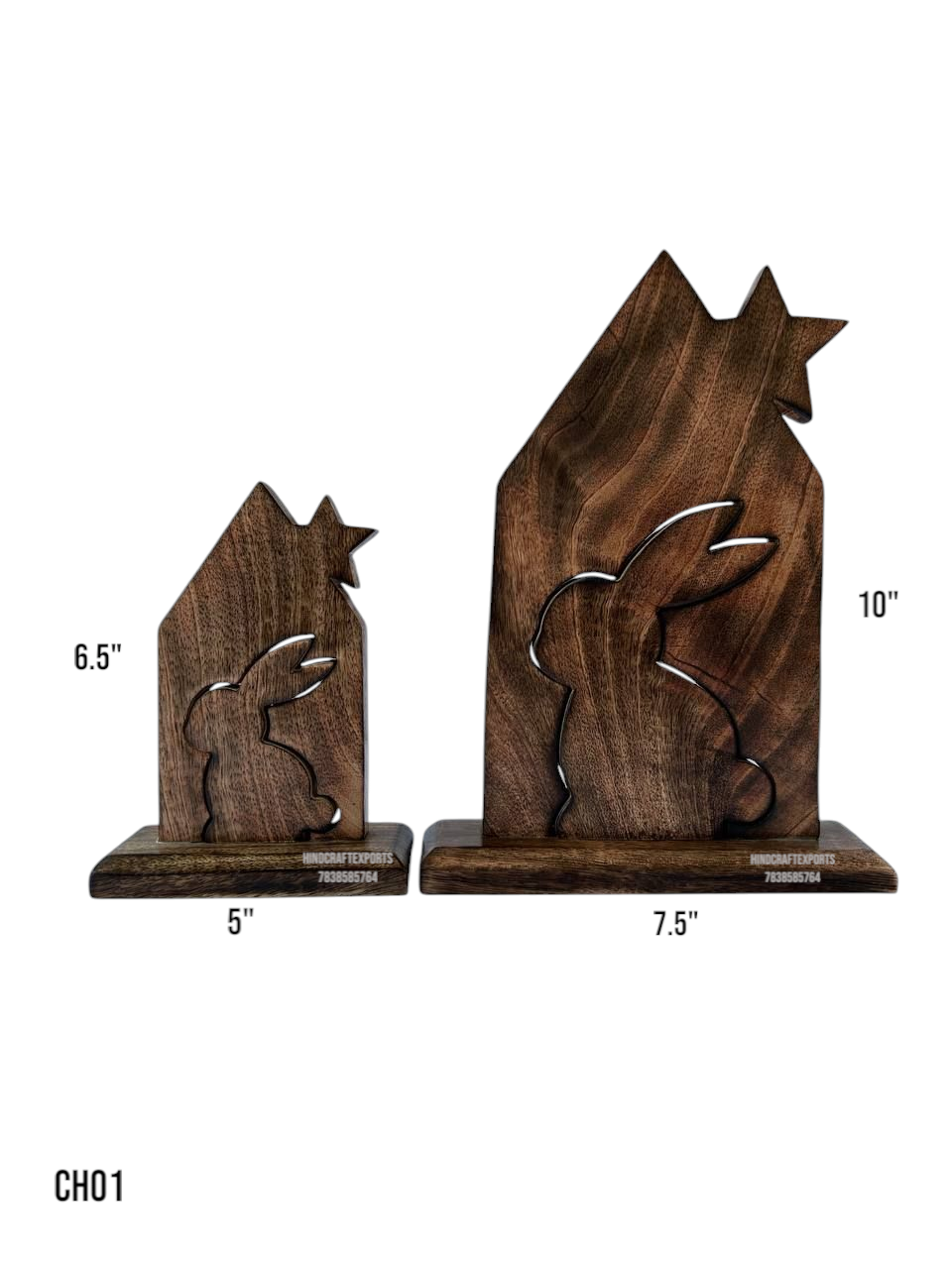 Wooden Bunny House Tabletop Decor
