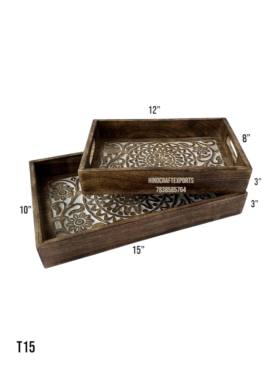 Set of Decorative Wooden Trays