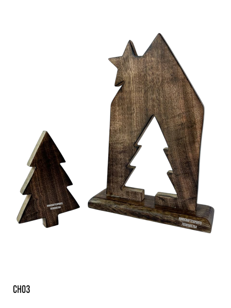 Wooden Star and Tree Decorative Set