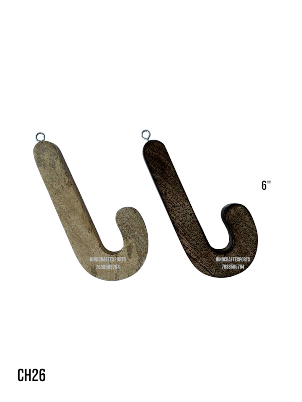 Wooden Candy Cane Shaped Multipurpose Ornament