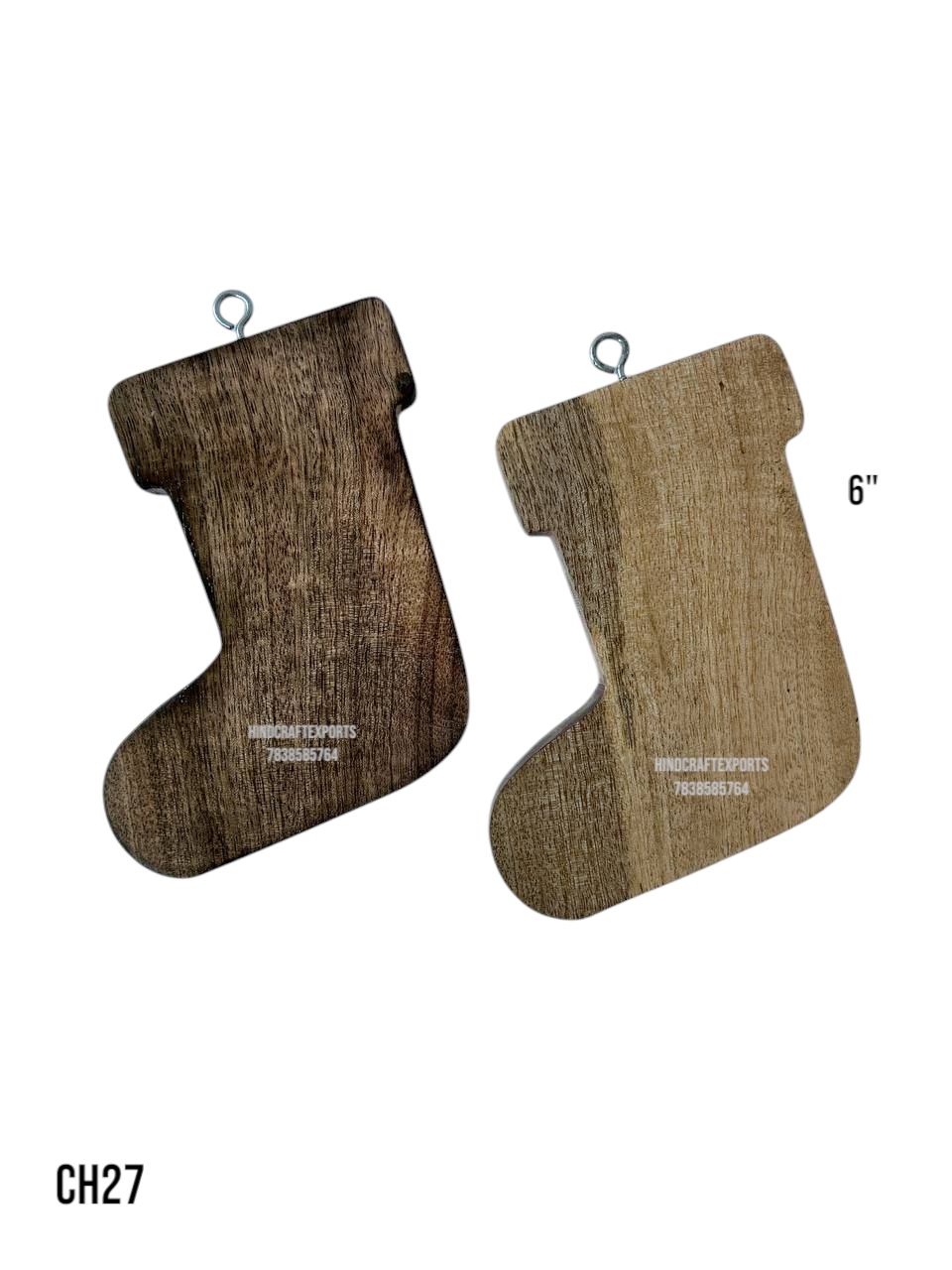 Wooden Stocking Shaped Ornaments