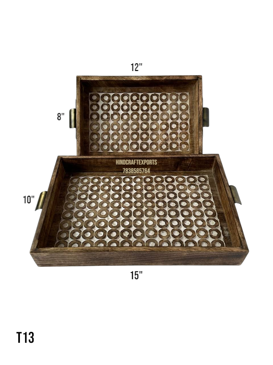 Handcrafted Wooden Serving Tray Set