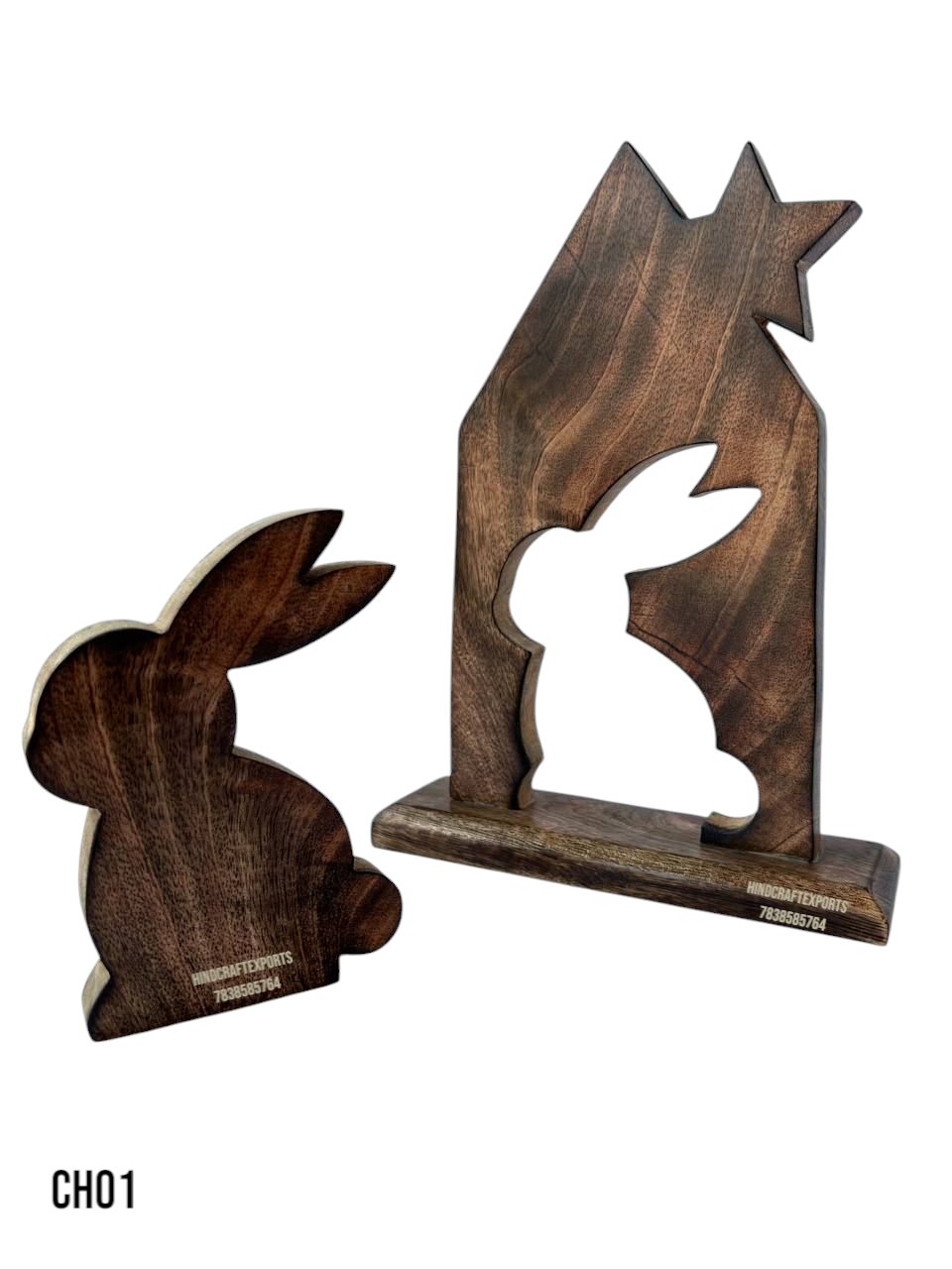 Wooden Bunny House Tabletop Decor