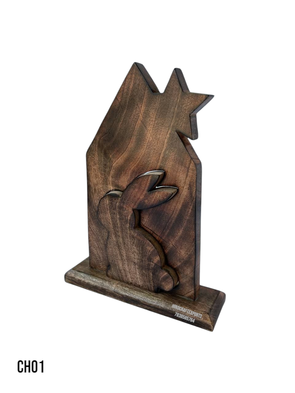 Wooden Bunny House Tabletop Decor