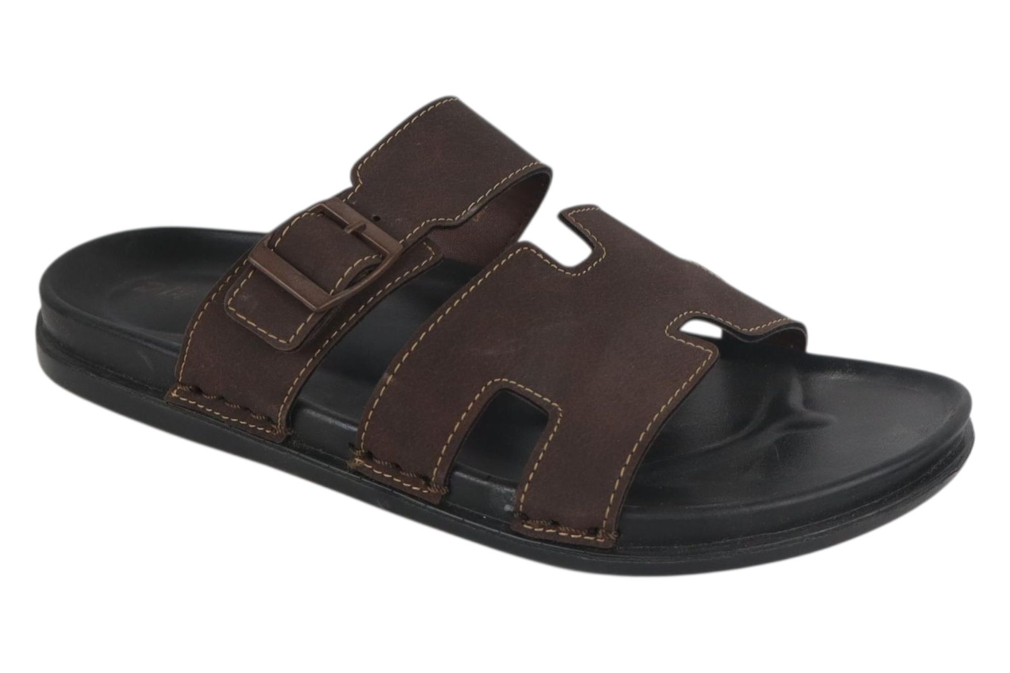 Debon men's Brown micro swaved Leather Sandals