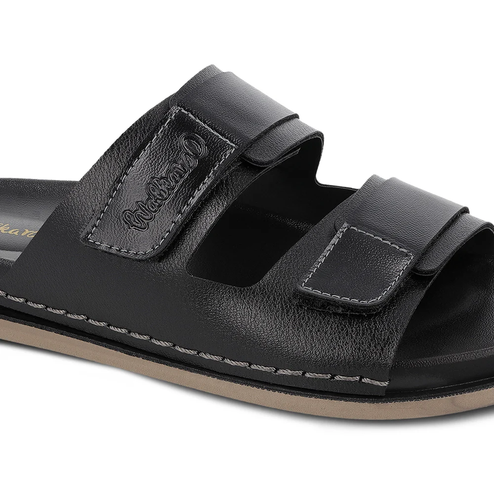Walkaroo+ Black Slip-On Sandals