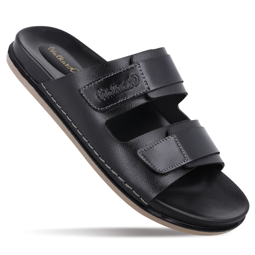 Walkaroo+ Black Slip-On Sandals
