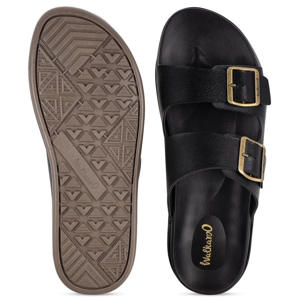 Walkaroo+ Black Double Buckle Sandal