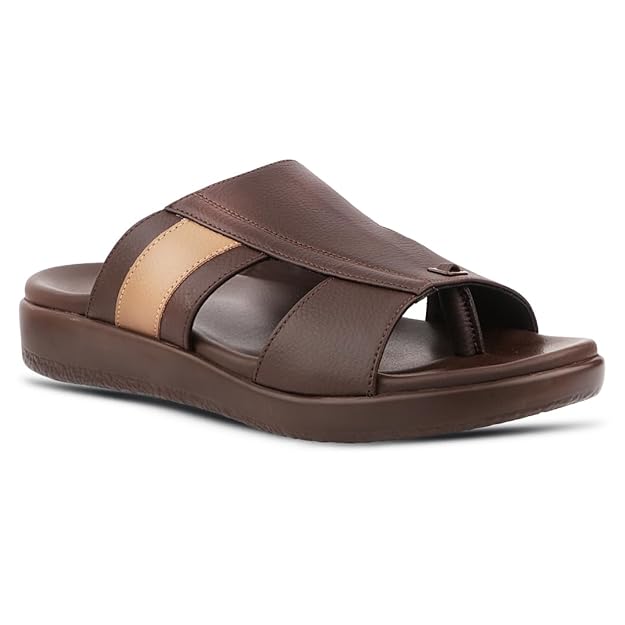 Franky Brown Micro-Leather Slide Sandals