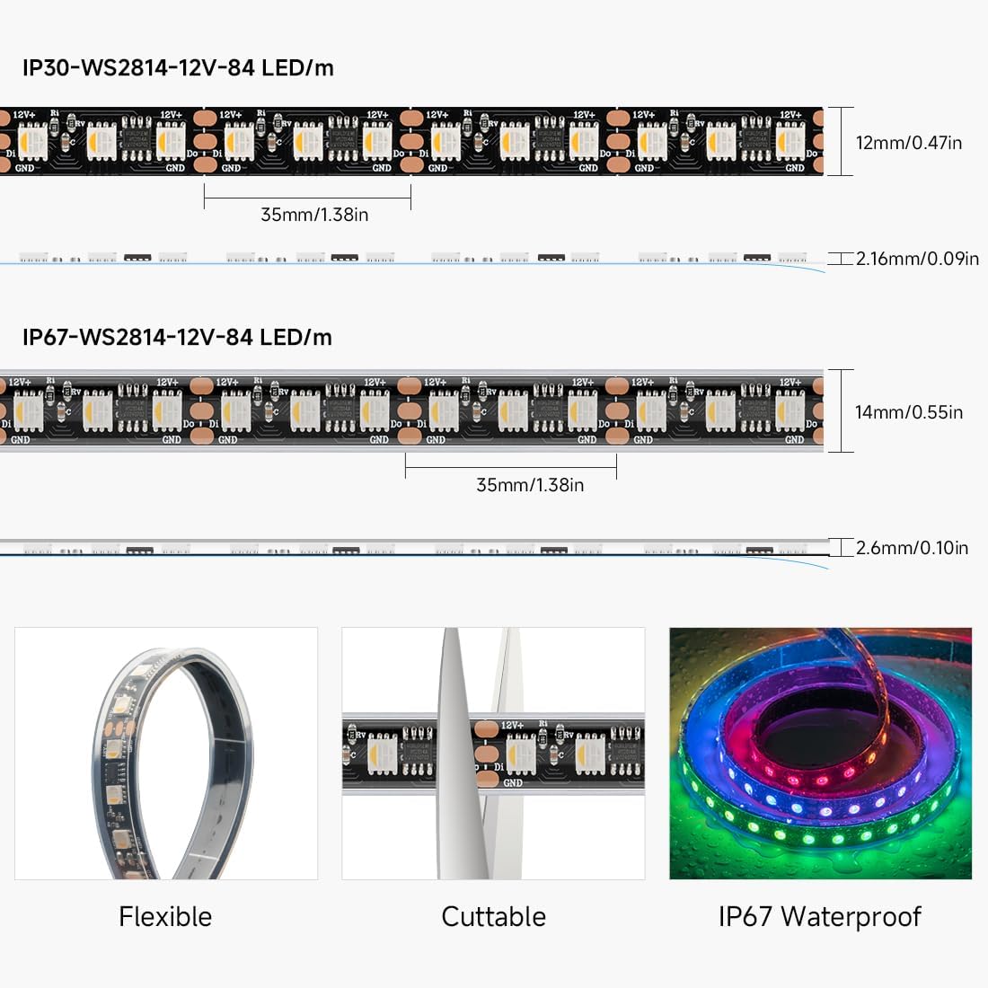 WS2814A-12V LED Strip  WS2814A IC RGBW RGB+Warm White(Similar WS2812B)