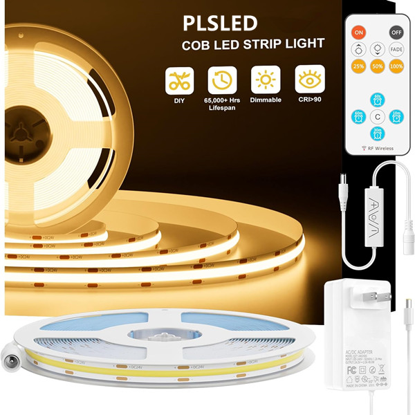  24V COB LED Strip Light,LED Lights 16.4ft,UL Listed Warm White 2700K Dotless Strip Lights 