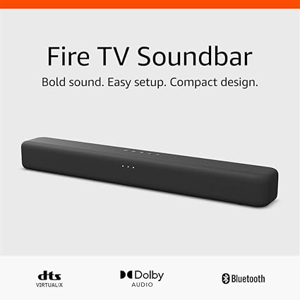 Amazon Fire TV Soundbar (newest model), 2.0 speaker with DTS Virtual:X and Dolby Audio, Bluetooth connectivity category- Electronics