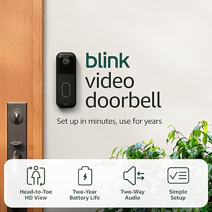  Blink Video Doorbell (newest model) – Head-to-toe HD view, two-year battery life, and wired or wire-free install. Sync Module Core included – System (Black)