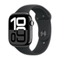 Apple Watch Series 10 [GPS + Cellular 42mm case] Smartwatch with Jet Black Aluminium Case with Black Sport Band - S/M. Fitness Tracker, ECG App, Always-On Retina Display, Water Resistant