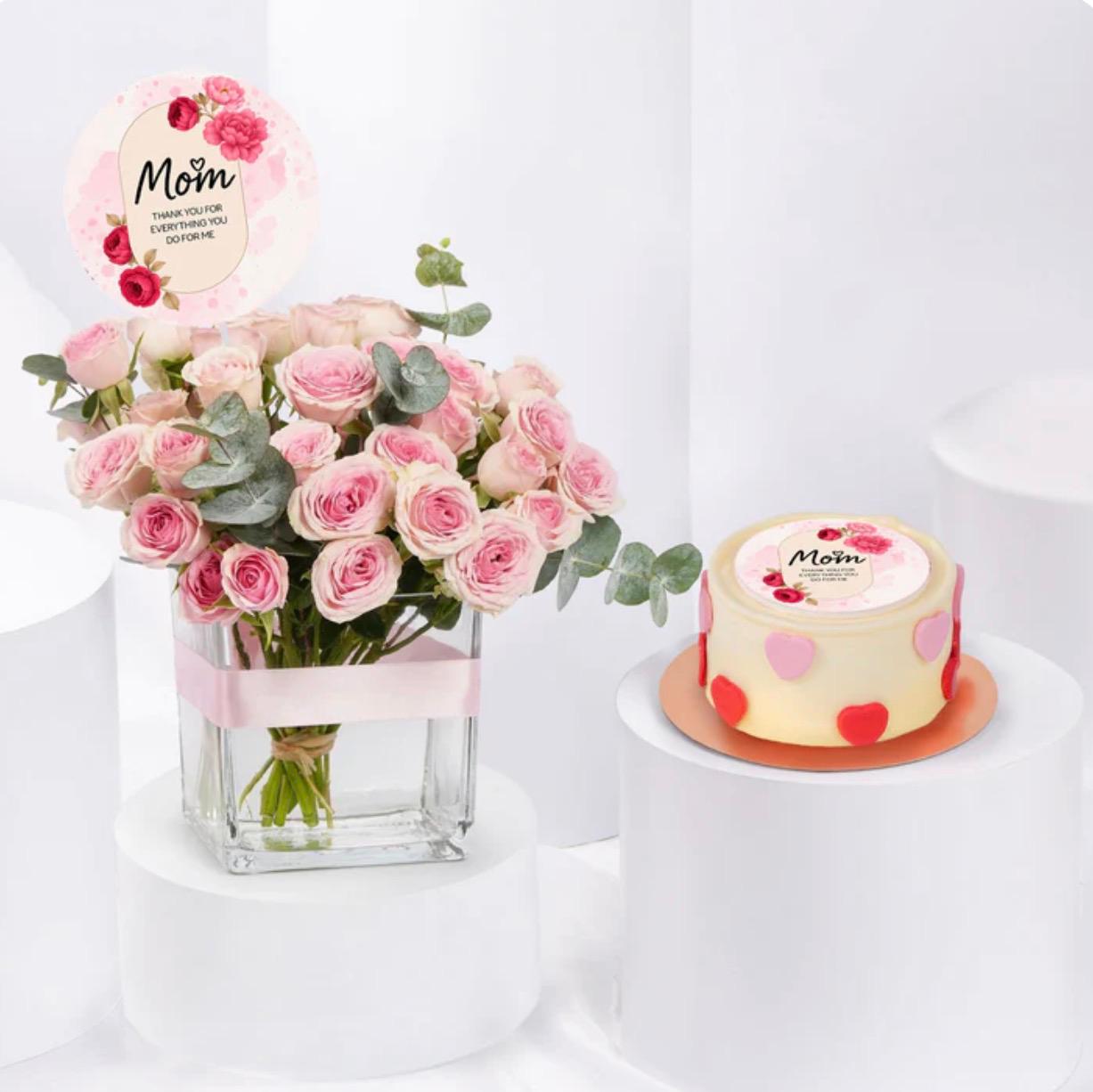 🍰 Mom’s Love Floral & Cake Duo