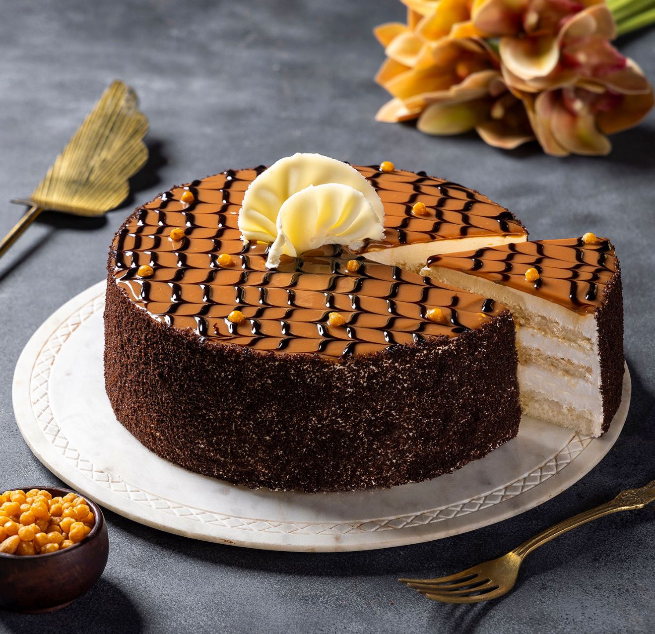Chocolate Drizzle Cake with Choco-Sticks