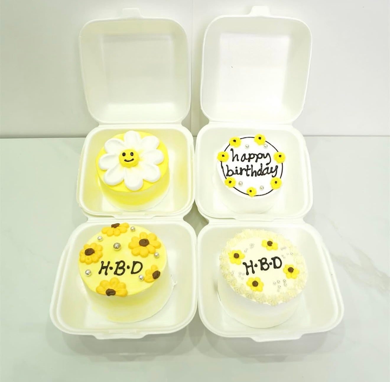🌻 Sunshine Birthday Bento Cakes – Set of 4
