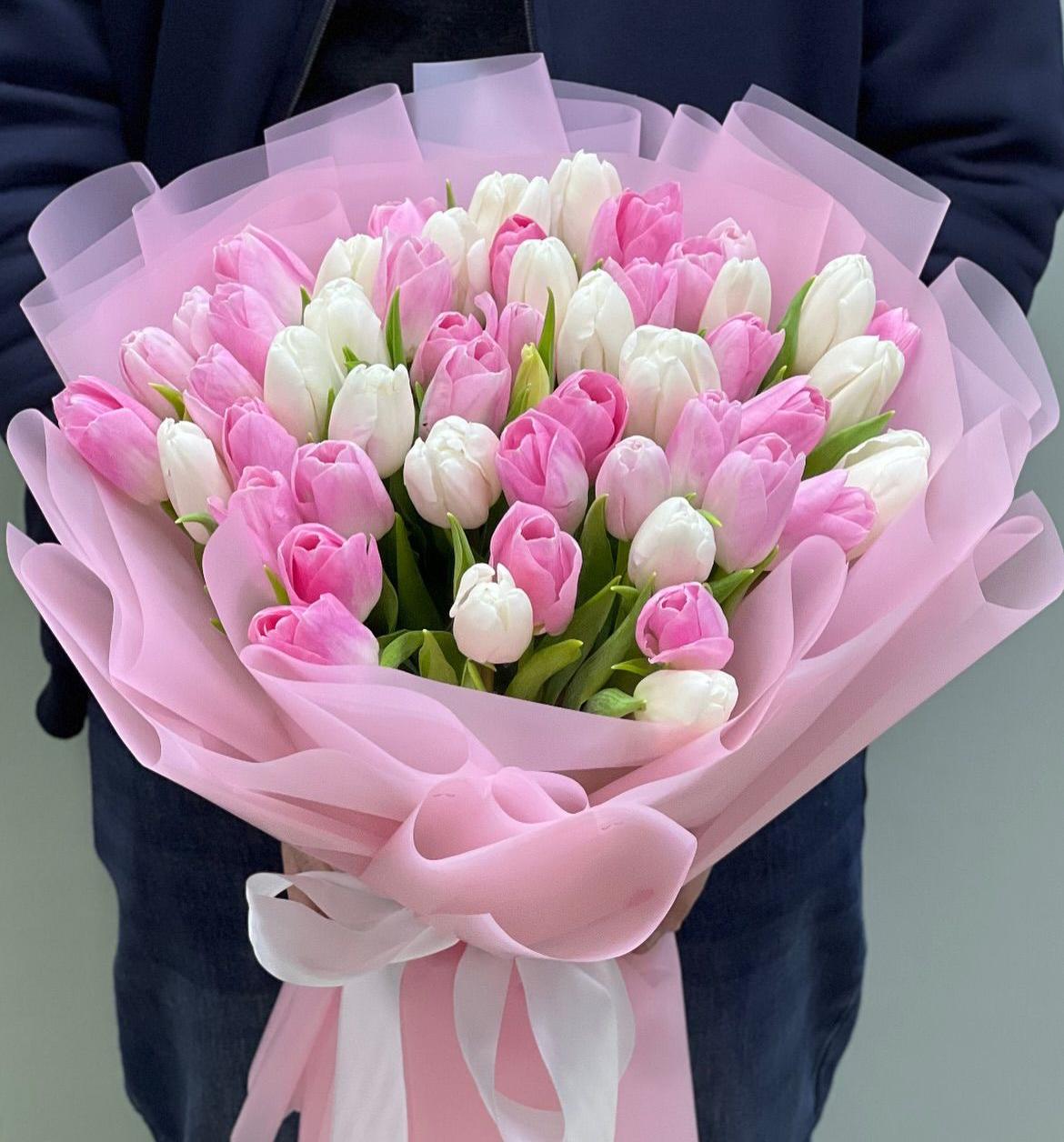Pink & White Tulip Embrace