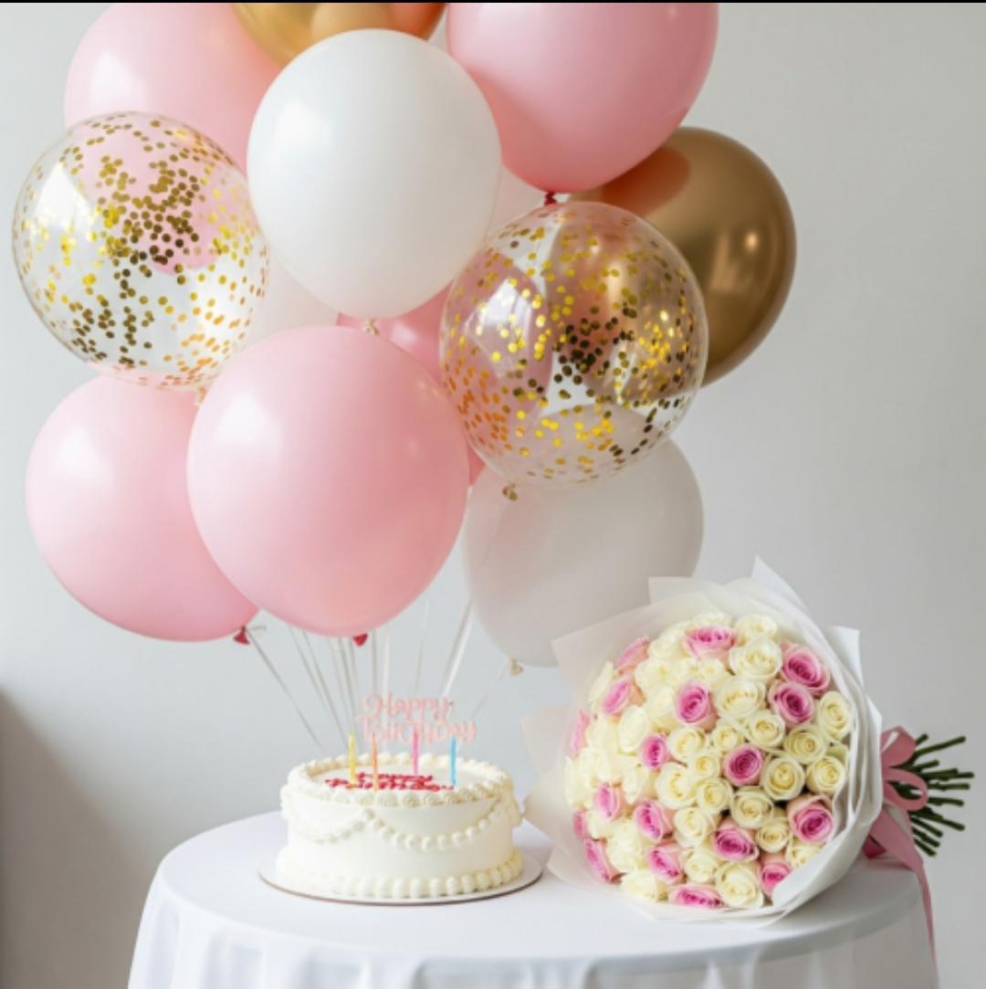 Pink & Gold Birthday Celebration Bundle 🎂🎈🌸