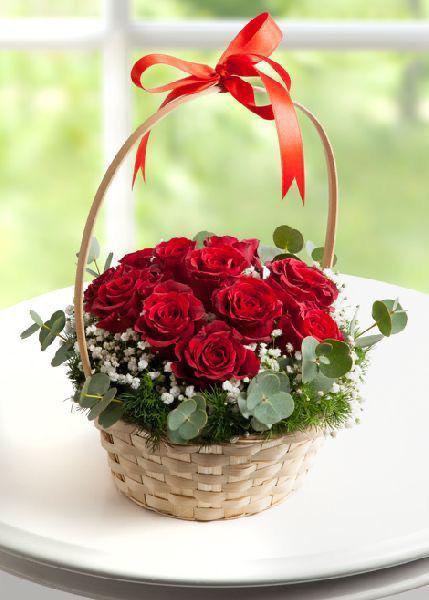 Scarlet Basket – Red Roses in Bloom