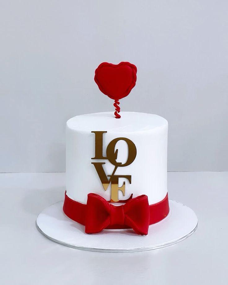 Red Bow “LOVE” Cake
