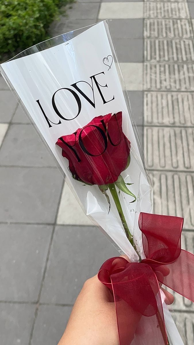   🌹 Romantic Single Rose – “Love You” Edition