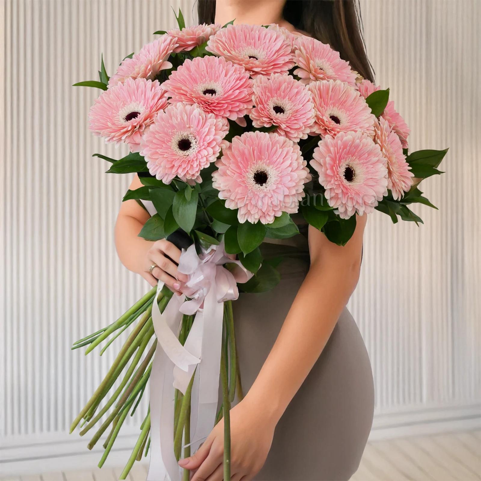  Pink Gerbera Daisy Hand-Tied Bouquet