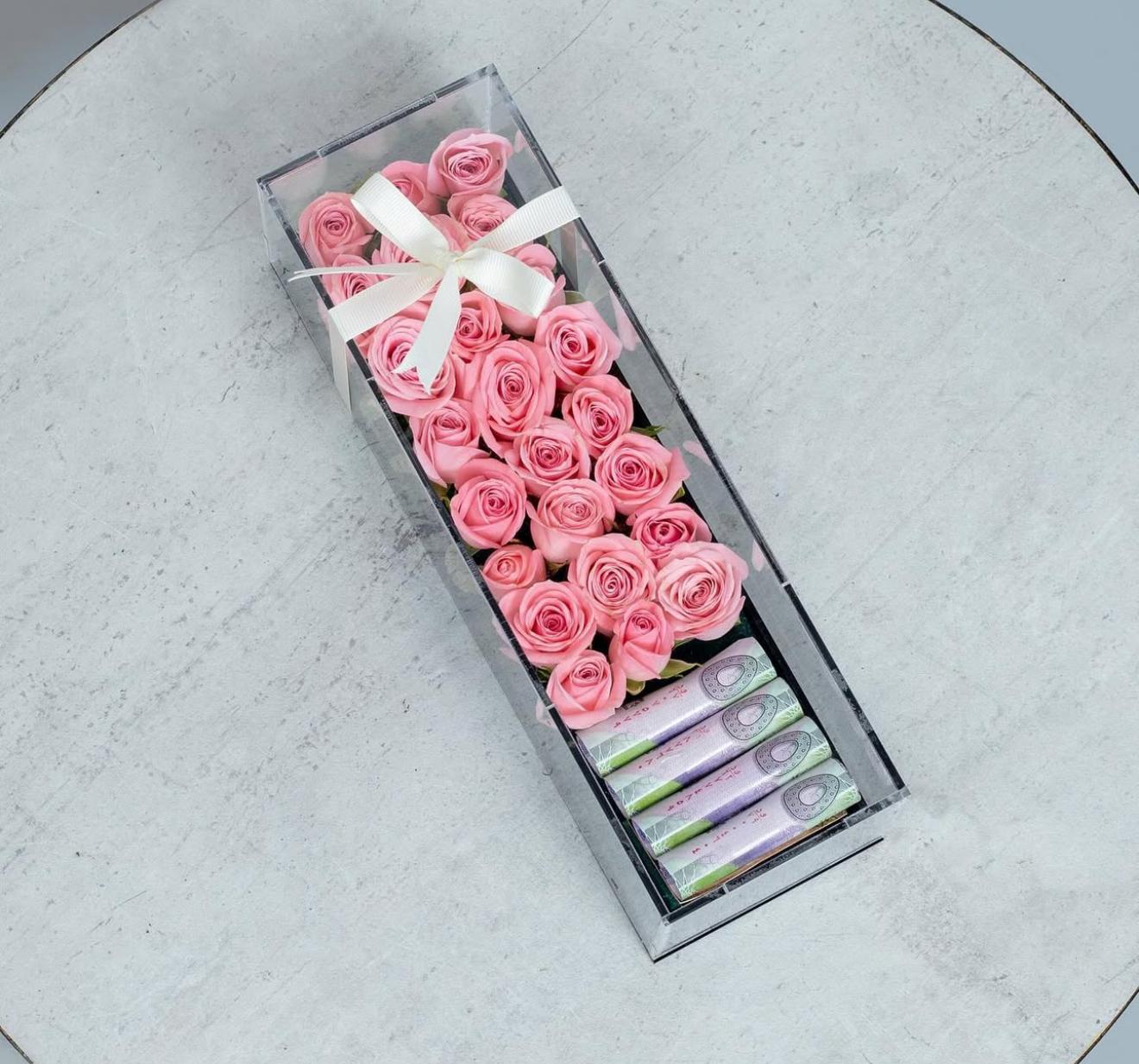  Pink Rose Acrylic Money Box