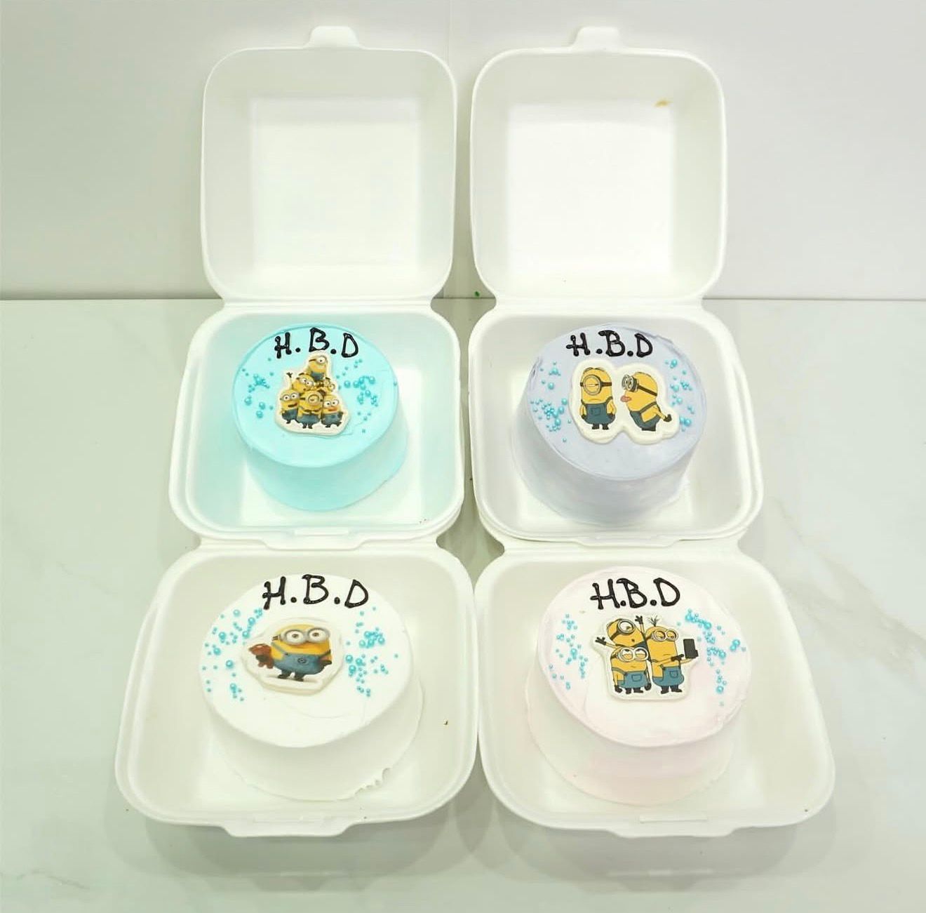 🍌 Minions Mini Bento Cake Set 4  – Happy Birthday