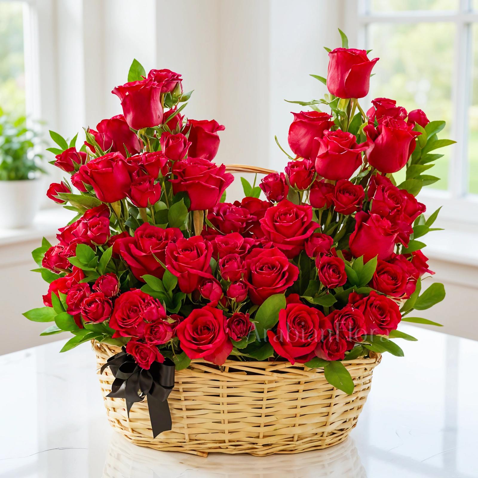 Crimson Charm Basket Arrangement