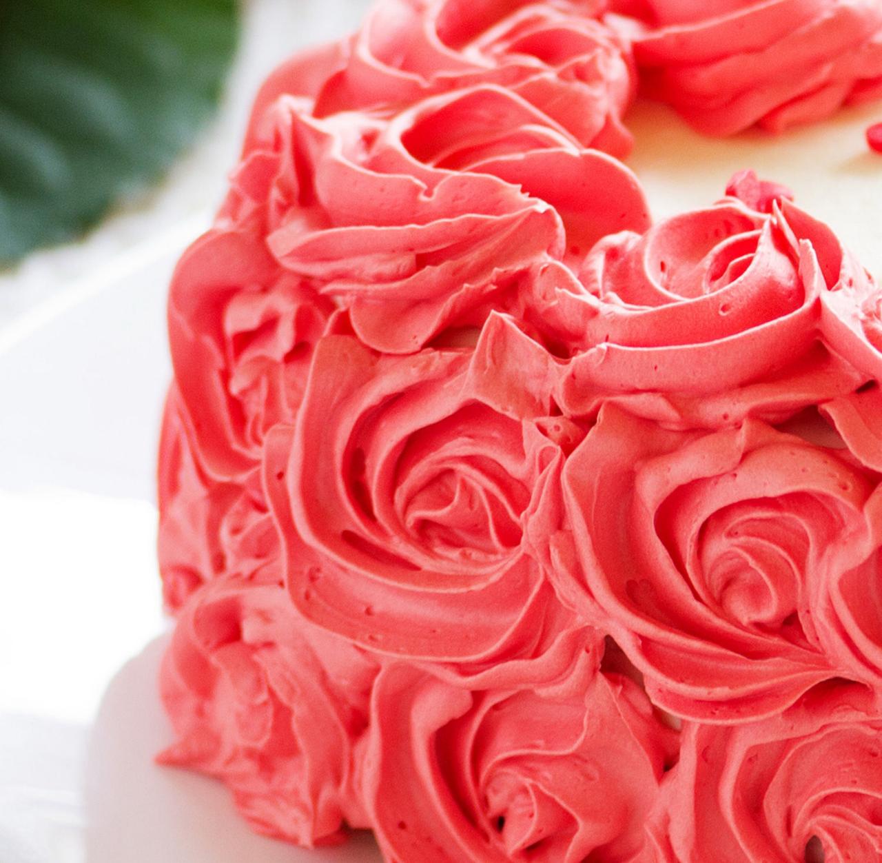 Heart-Shaped Red Rose Cake