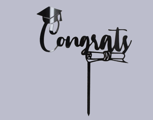 🎓 “Congrats” Topper with Cap & Diploma
