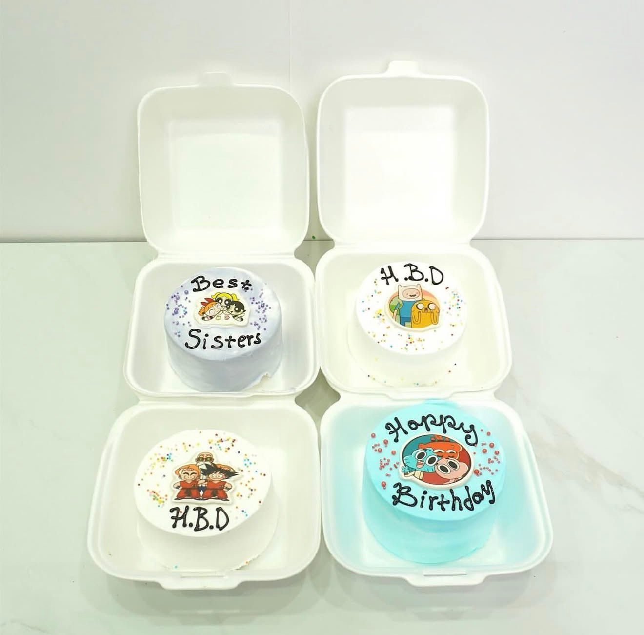 🎨 Cartoon Best Friends Bento Cake Collection – Set of 4