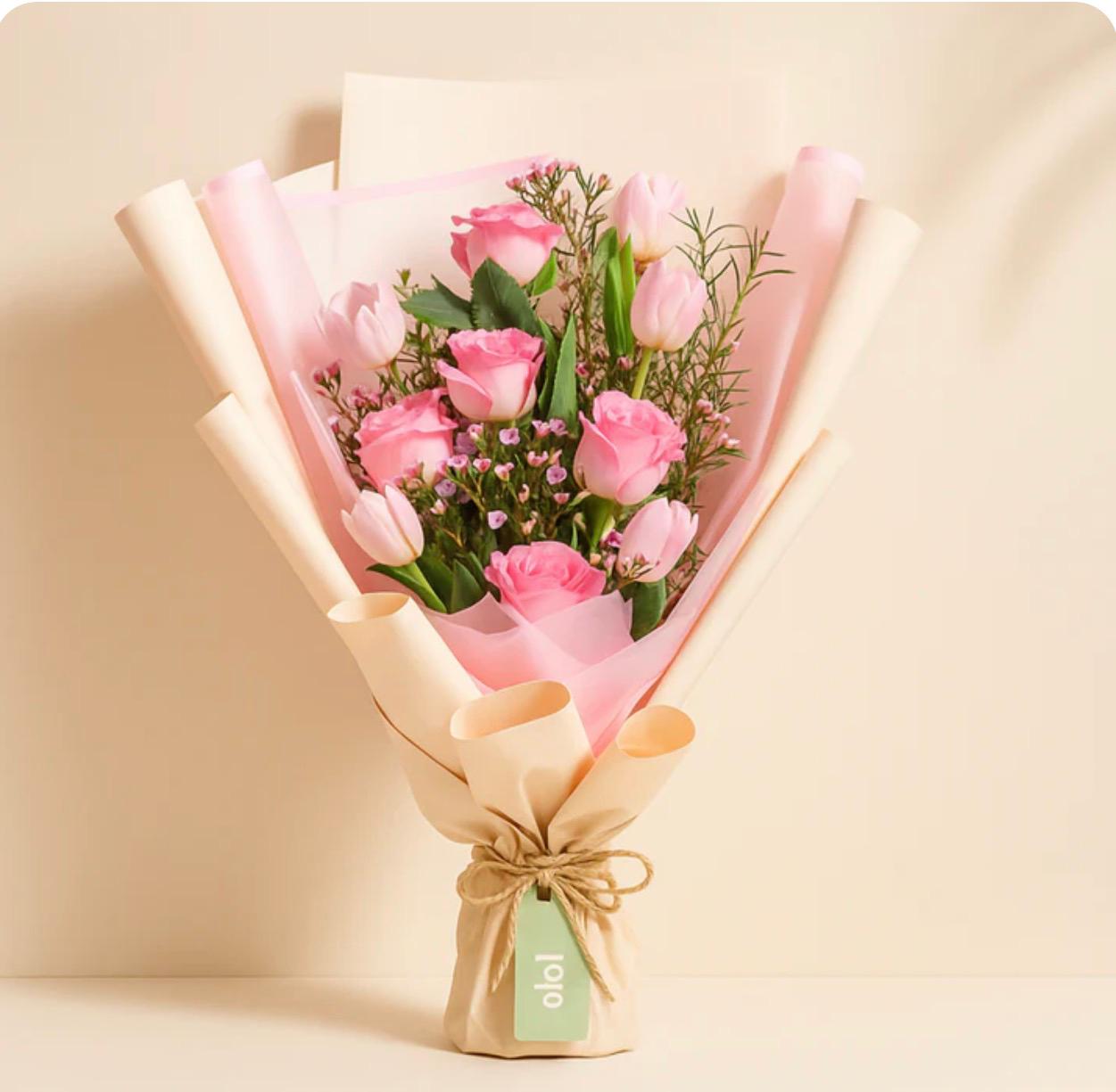 💐 Spring Poise Tulip & Rose Bouquet