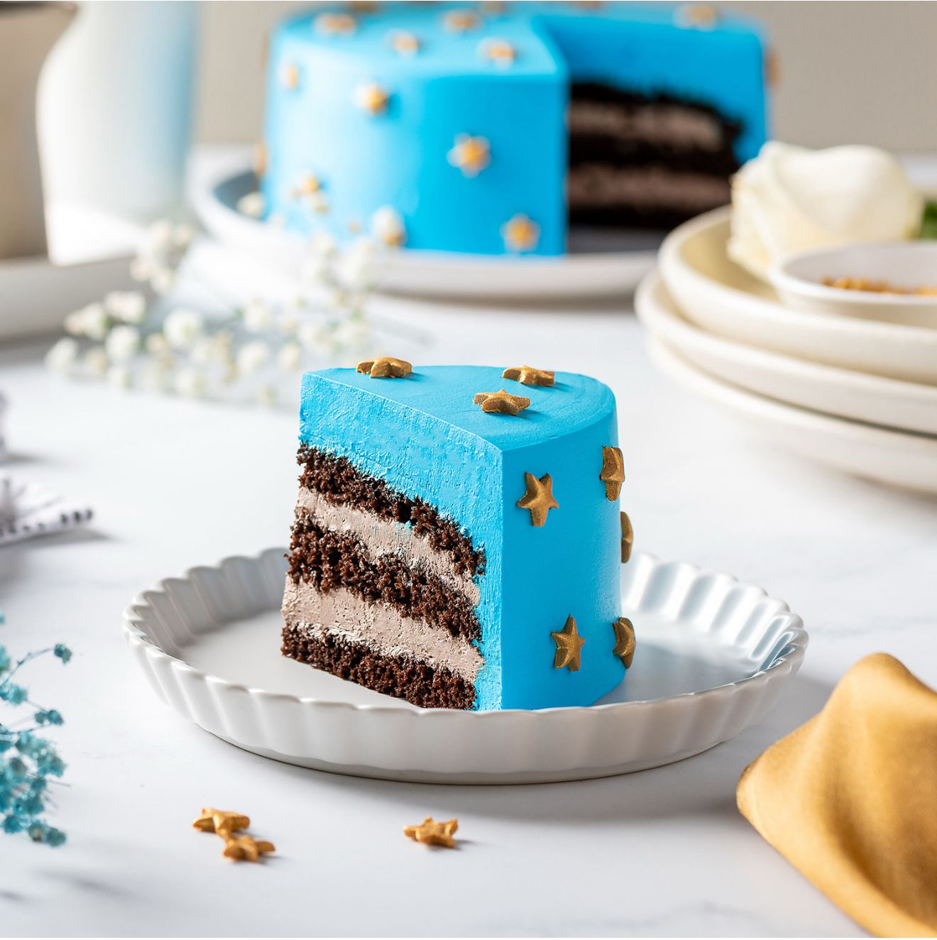 Celestial Blue Star Cake – A Magical Delight