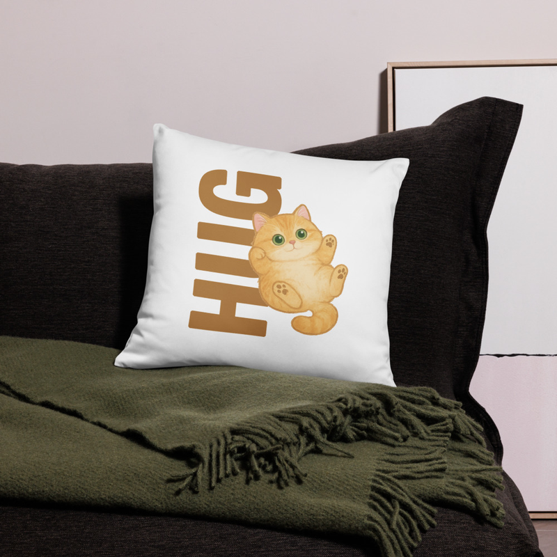 [Case ONLY] Cute Cat “HUG” Throw Pillow Case 